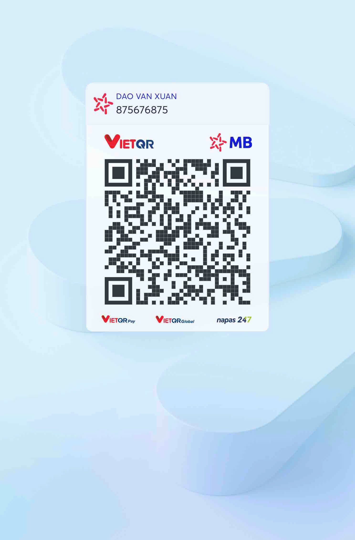 Mã QR MB Bank - DAO VAN XUAN 875676875