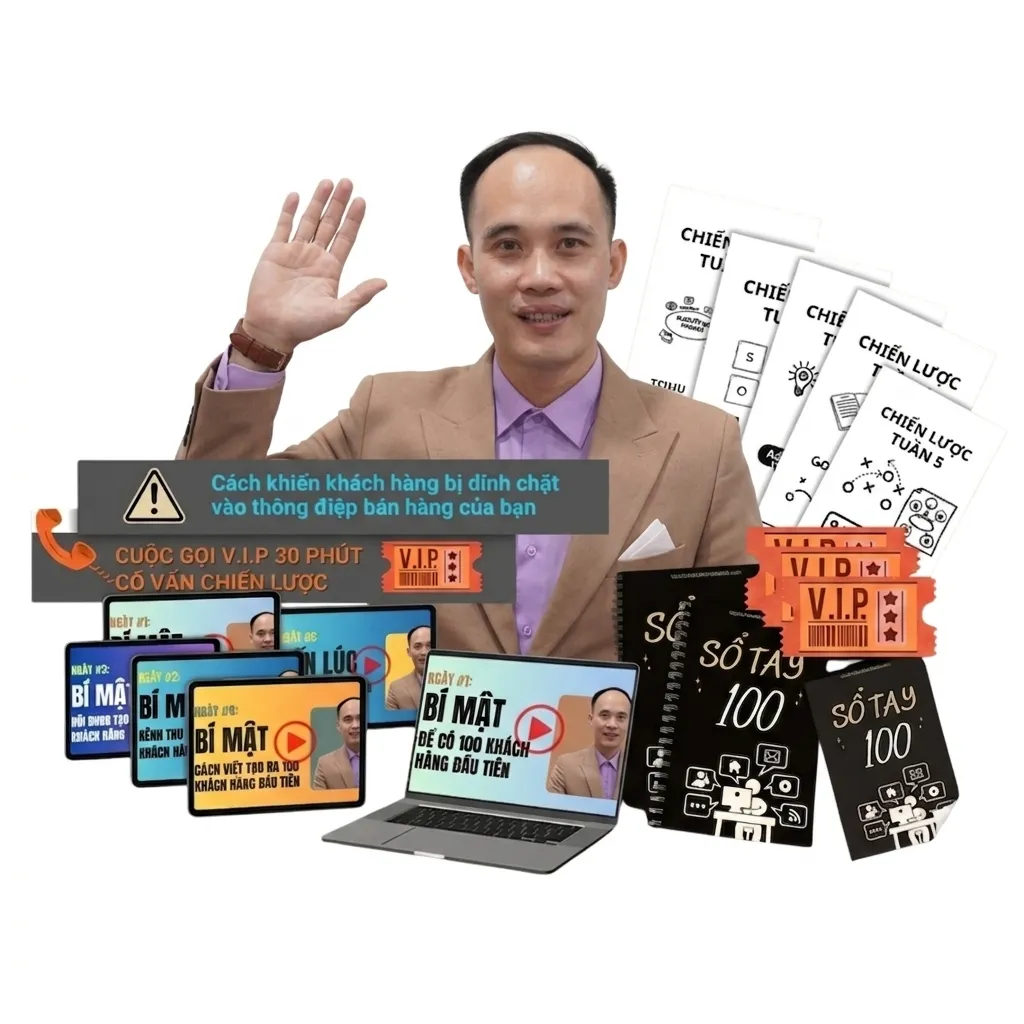 Toàn bộ tài liệu, video, sổ tay 100, vé V.I.P và quà tặng